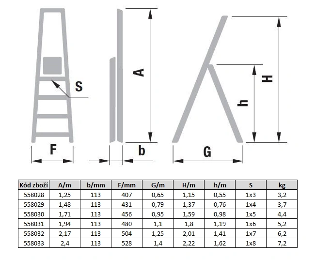 Hliníkové schůdky eurostyl 8x1 - 3