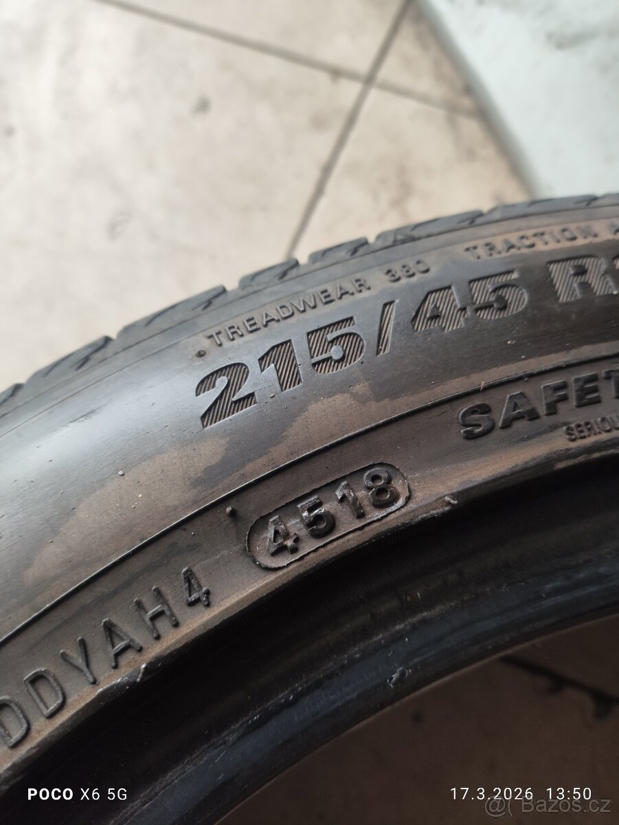 Prodám letní pneu 215/45R16 - 3