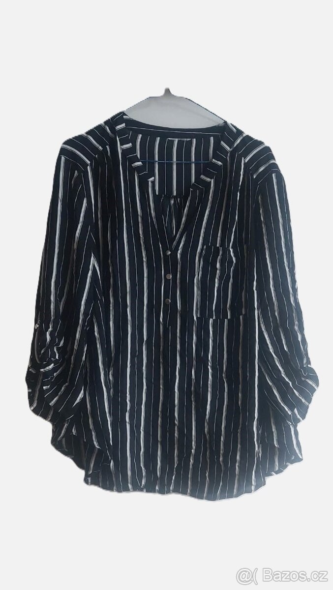 Černobílá pruhovaná office košile - 3