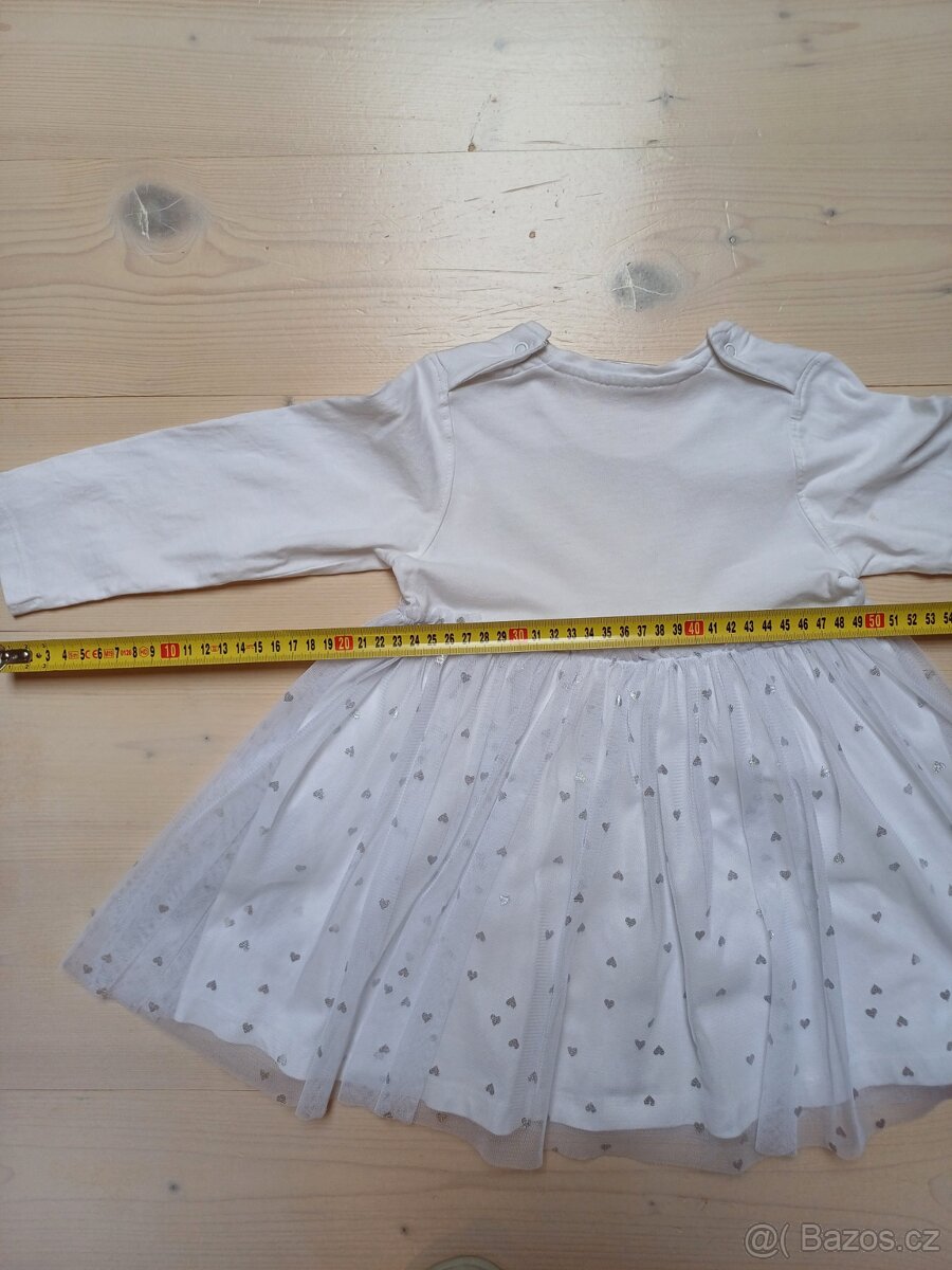 Bílé šaty s punčocháčky vel 86 - 3