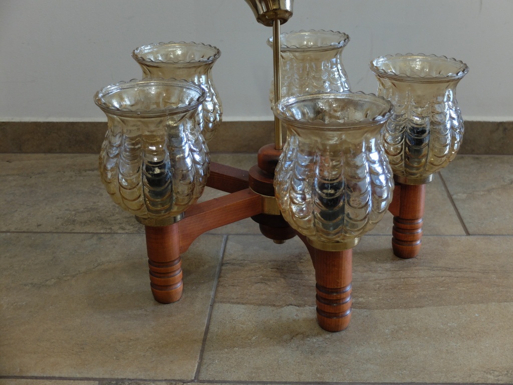 Dřevěný lustr (Art Deco ?) - 3