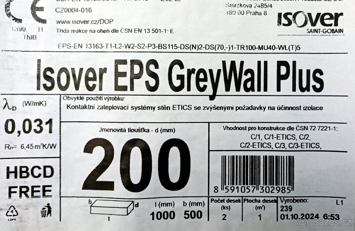 Prodám Polystyren Isover EPS GreyWall Plus 200 mm - 3