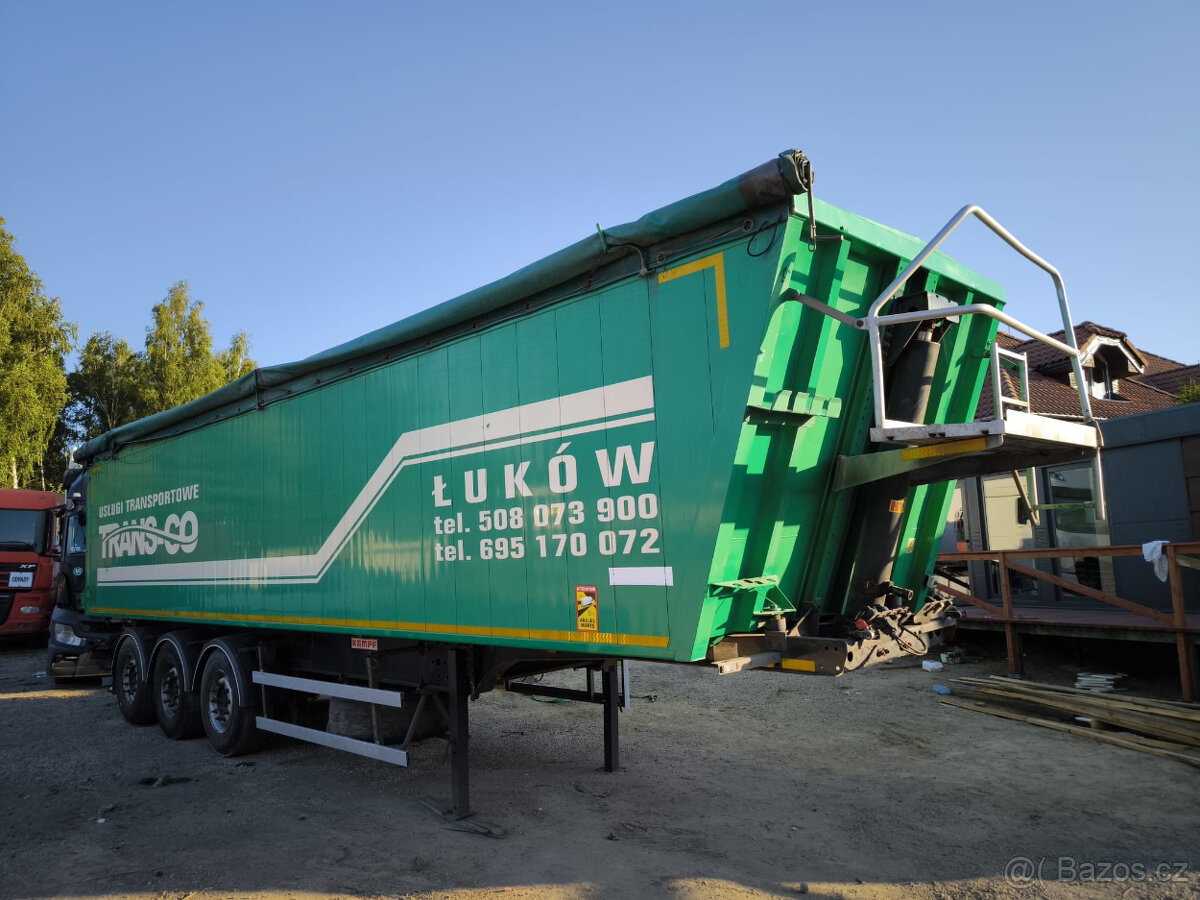 Sklápěcí návěs Kempf 50m3, výklopné dveře, nápravy Mercedes - 3