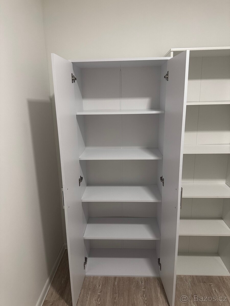 Víceúčelová policová skříň – bílá (2 ks) - 3