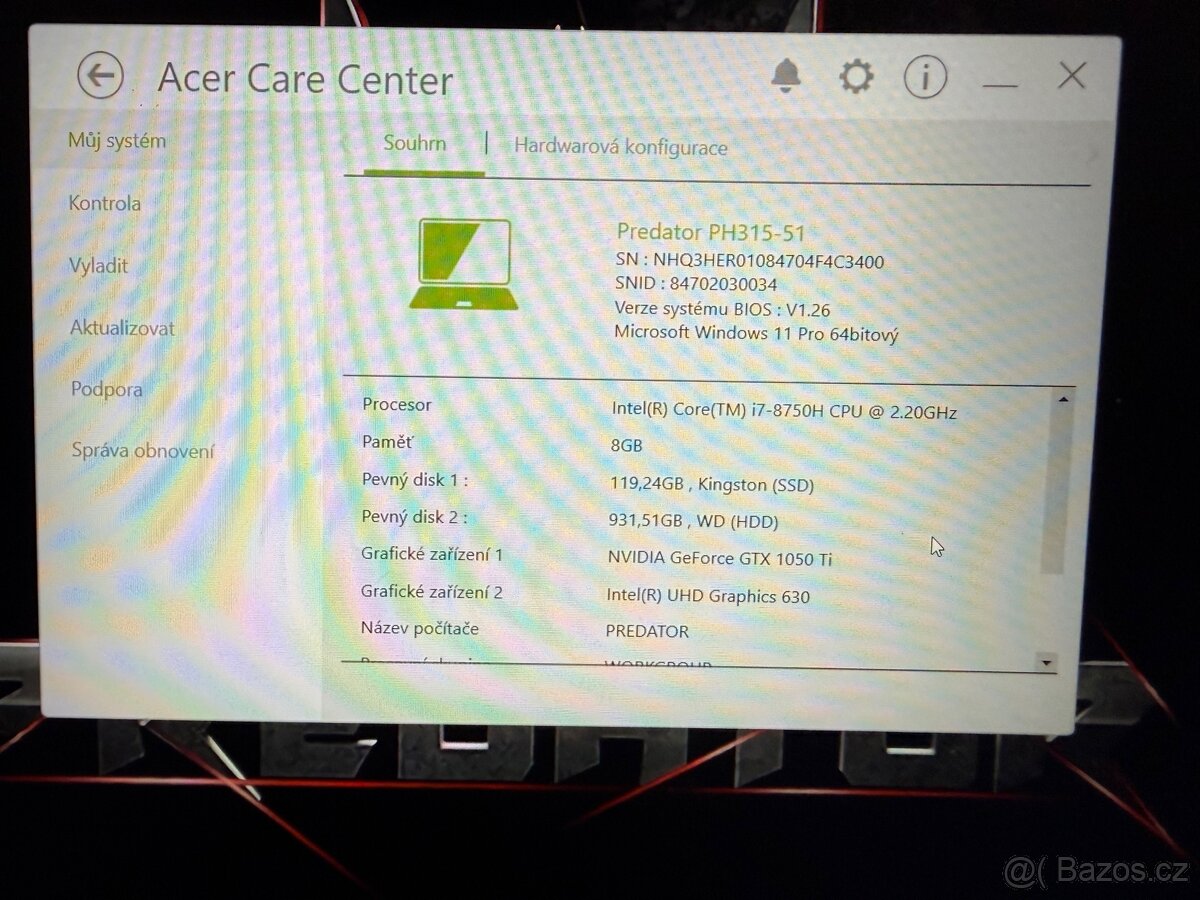 Prodám Acer helios 300 - 3