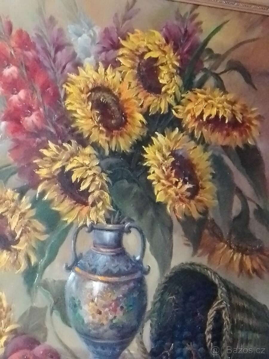 Marcel Krasický Zátiší s ovocem a květinami olej/plátno - 3