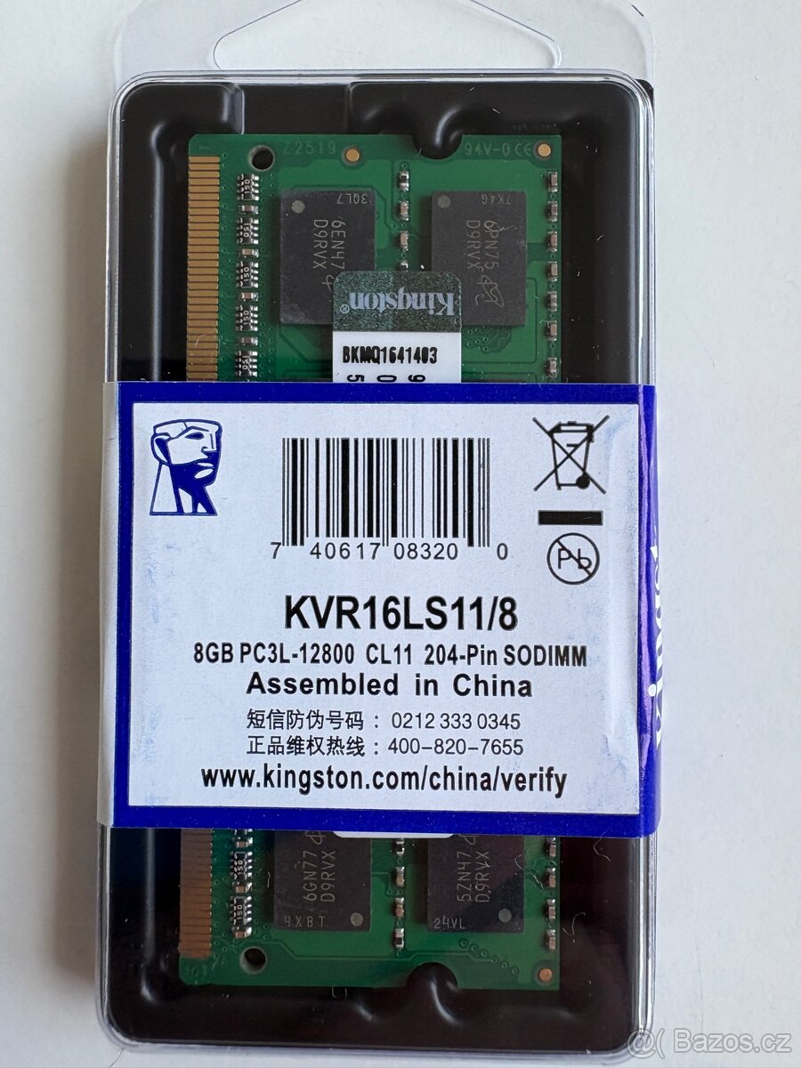 Nová paměť DDR3L 8Gb Kingston - 3