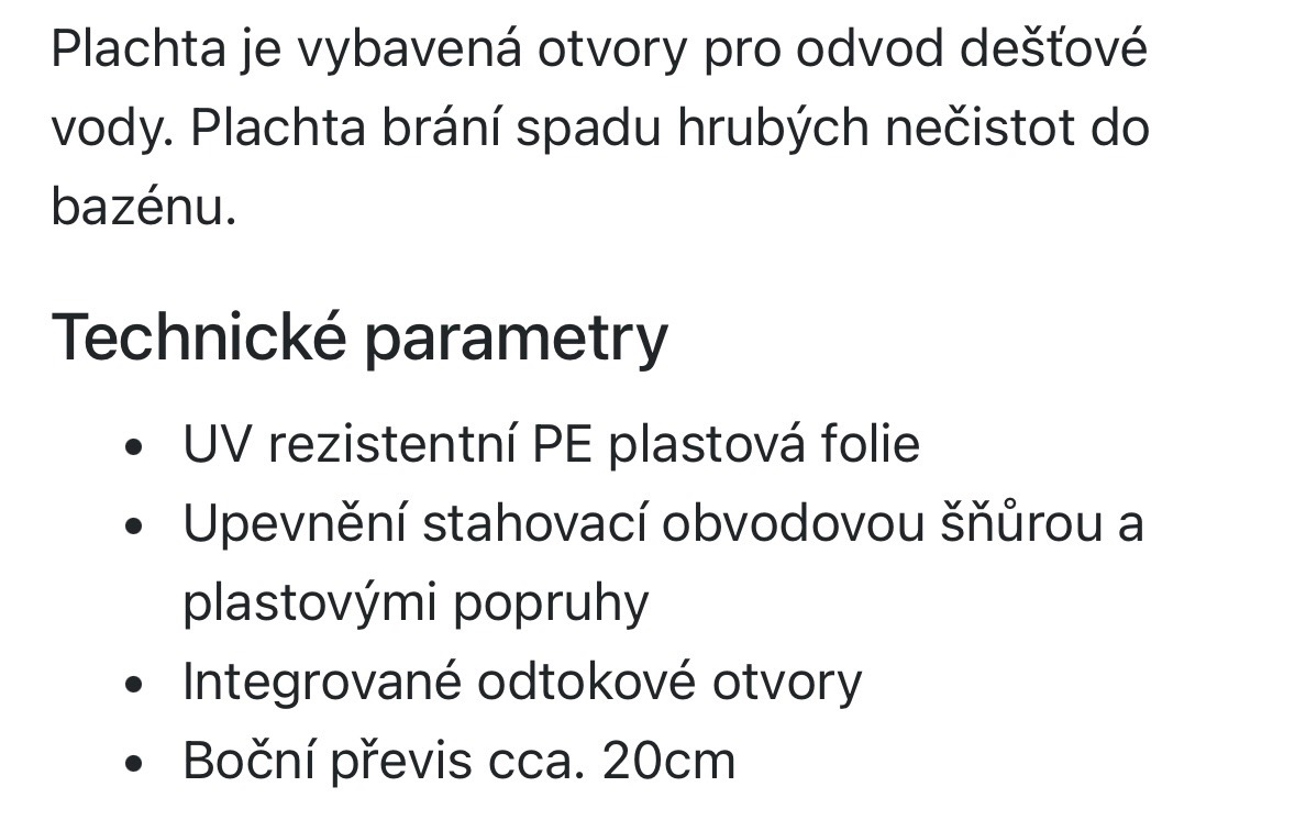 Krycí plachta na bazén o průměru 4,88m v záruce - 3