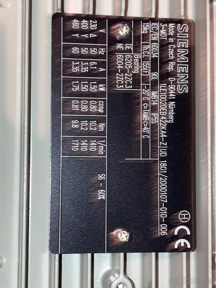 Prodám nový Elektromotor SIEMENS 1,5kW,1410ot - 3