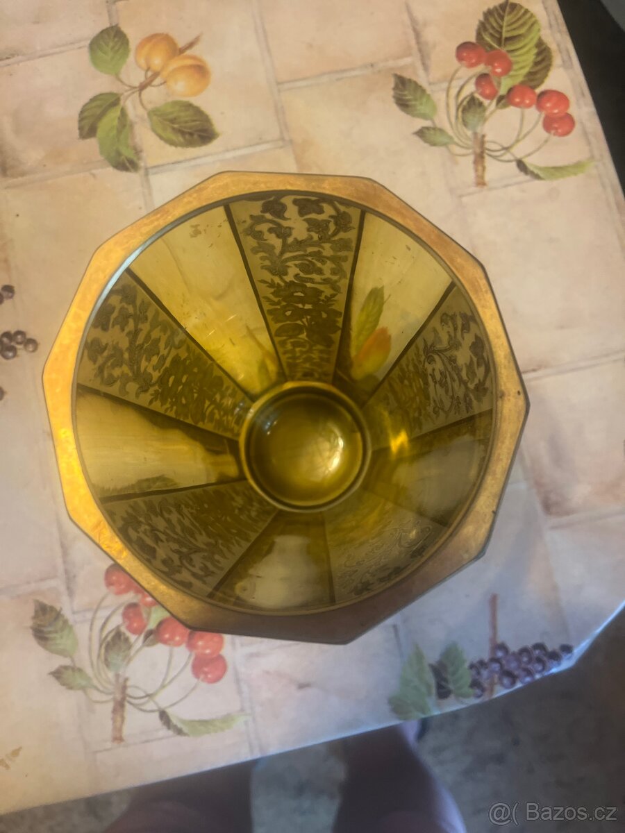 Stara skleněná zlacena váza - 3