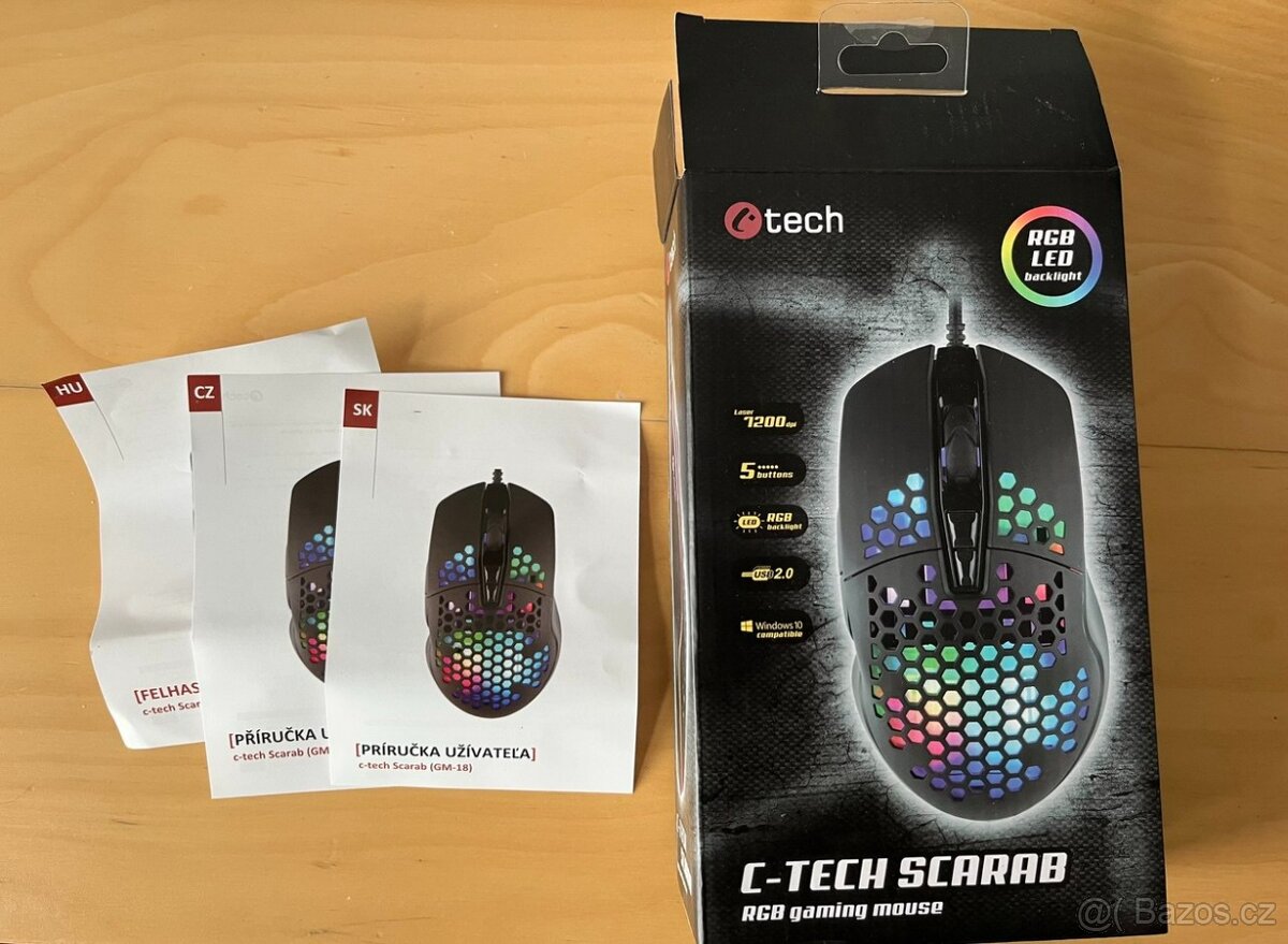C-TECH Scarab Herní optická/7200 DPI/Černá Myš - 3