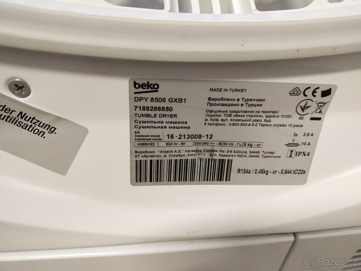 Prodám plně funkční digitální sušičku zn. BEKO--8 kg--DOVEZU - 3