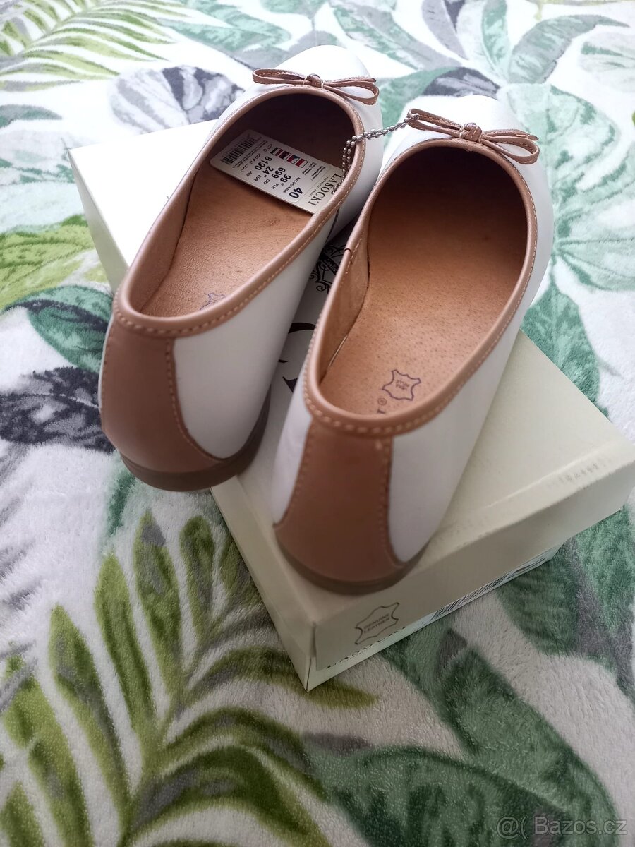 Dámské bílé kožené baleríny vel. 40 - 3