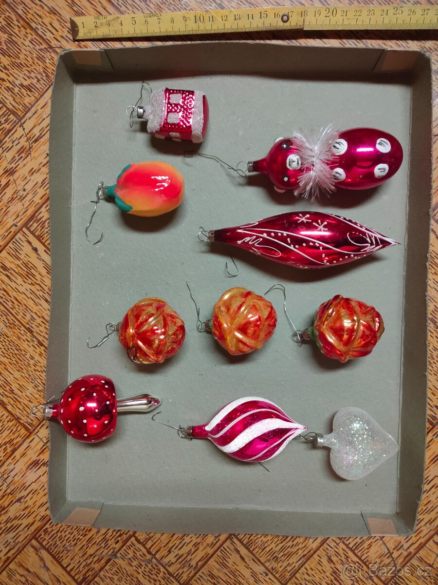 Vánoční retro ozdoby-10ks - 3