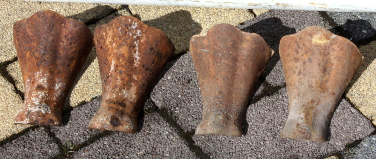 4x Vana litinová, litina, stará, starožitná na nohách, nohy - 3