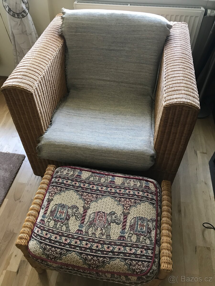 Ratanove kreslo s taburetem - 3