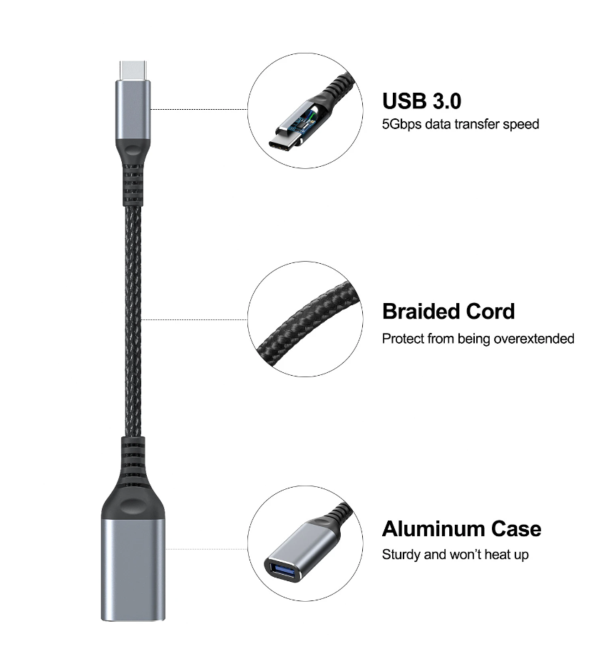 USB Type C - USB 3.1 A OTG Adapter Space Gray - 3