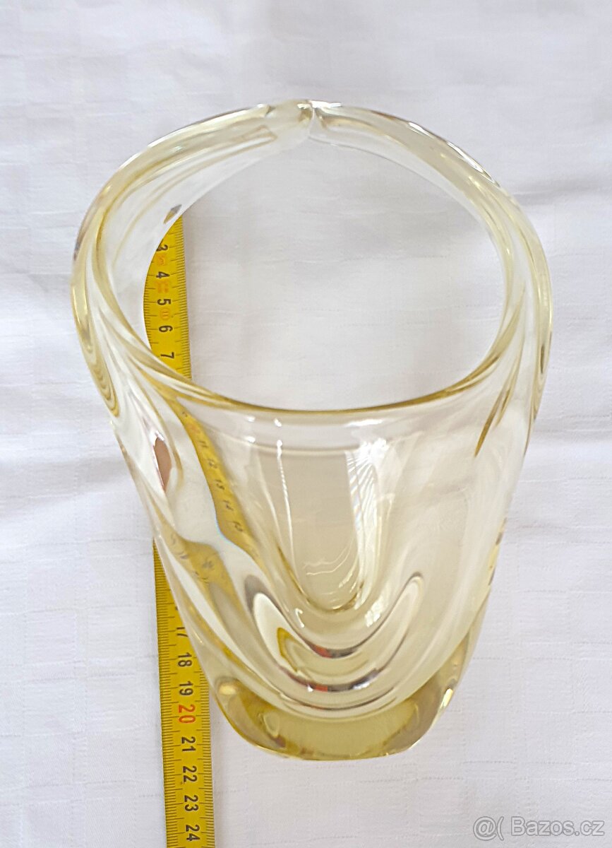 Hutní sklo - citrínový košík M.Klinger - 3