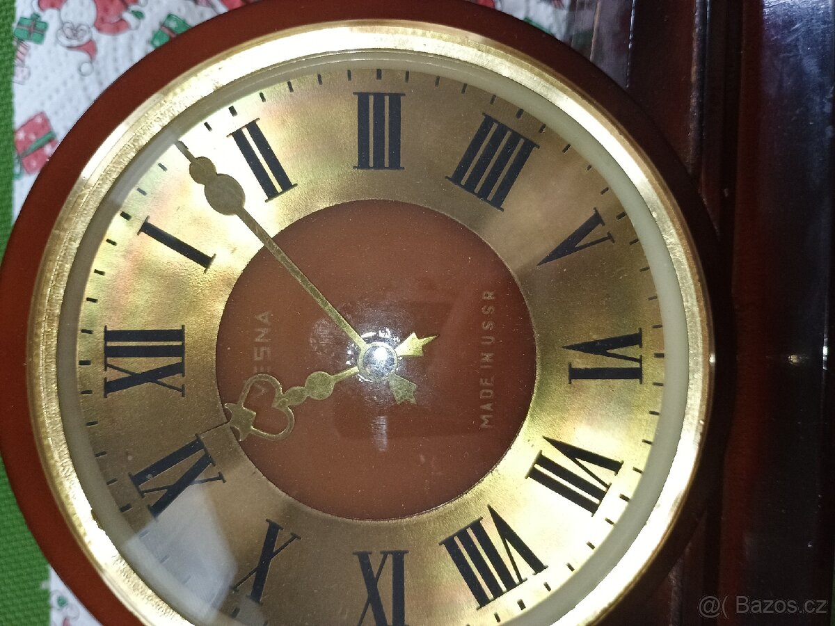 Starožitné krbové mechanické hodiny Vesna SSSR - 3