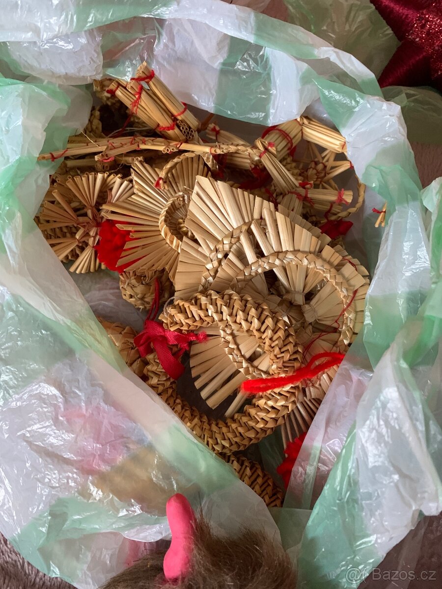 Vánoční dekorace: dřevěné ozdoby, slaměné, čert hand made - 3