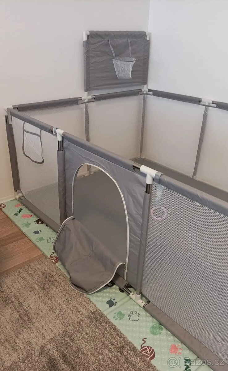 Nová ohrádka s brankami pro děti - šedá - 3