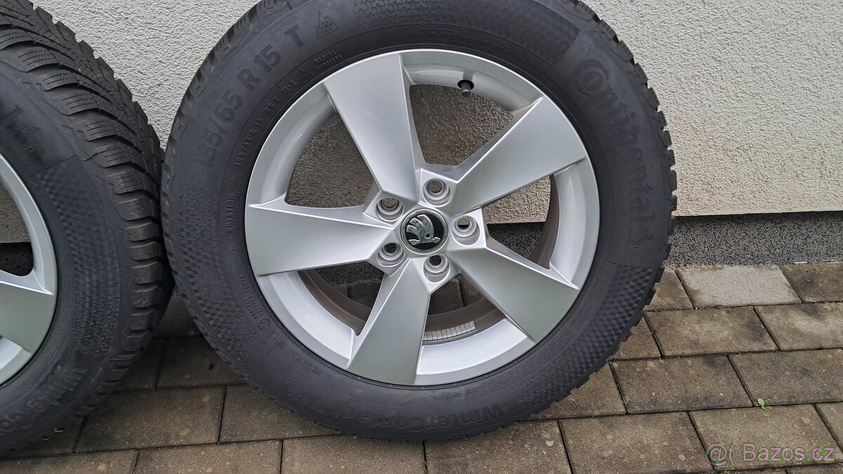 Prodám zimní original alukola Škoda Fabia 185 65 R15 5x100 - 3