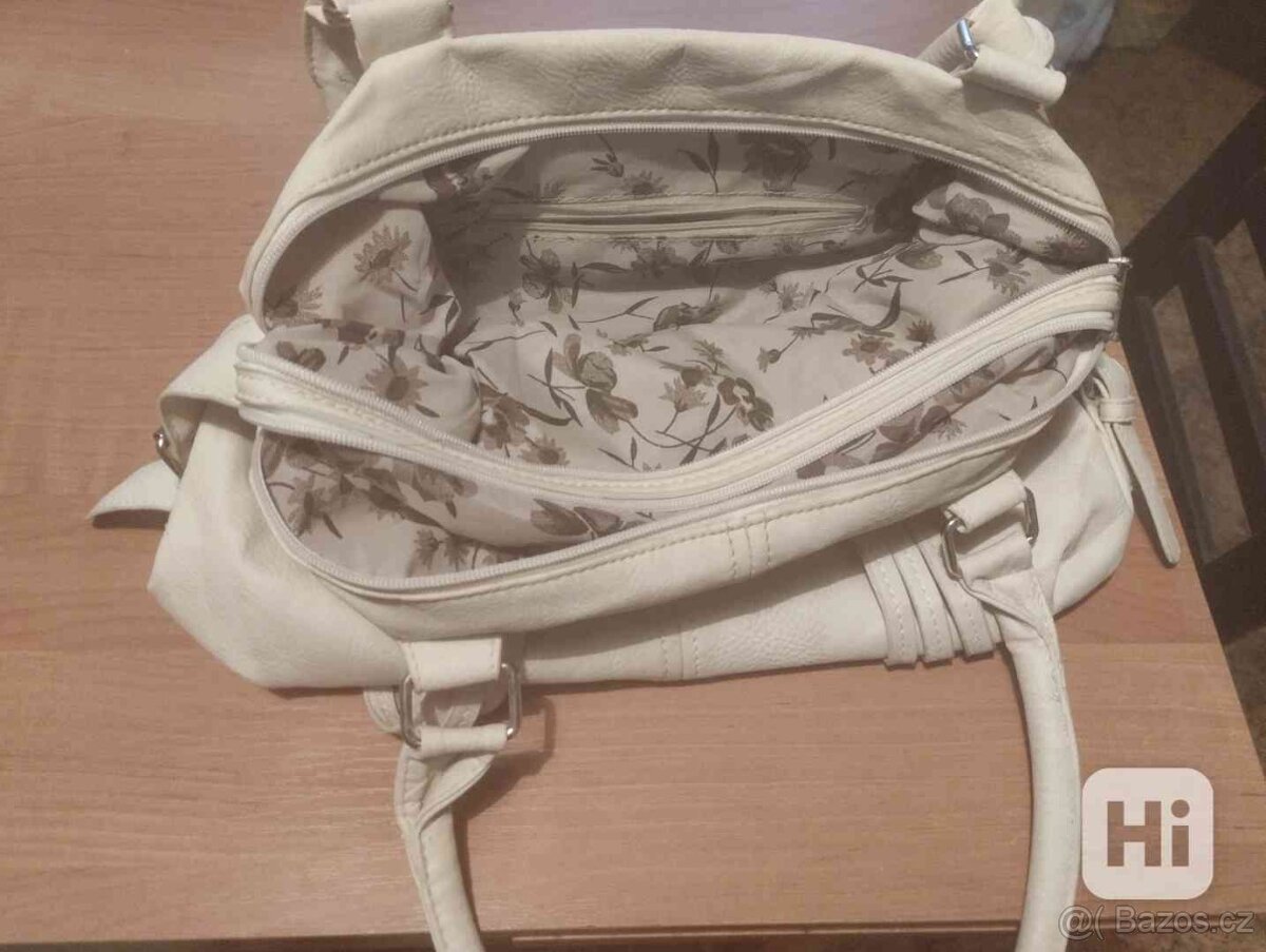 Krémová kožená kabelka - 3