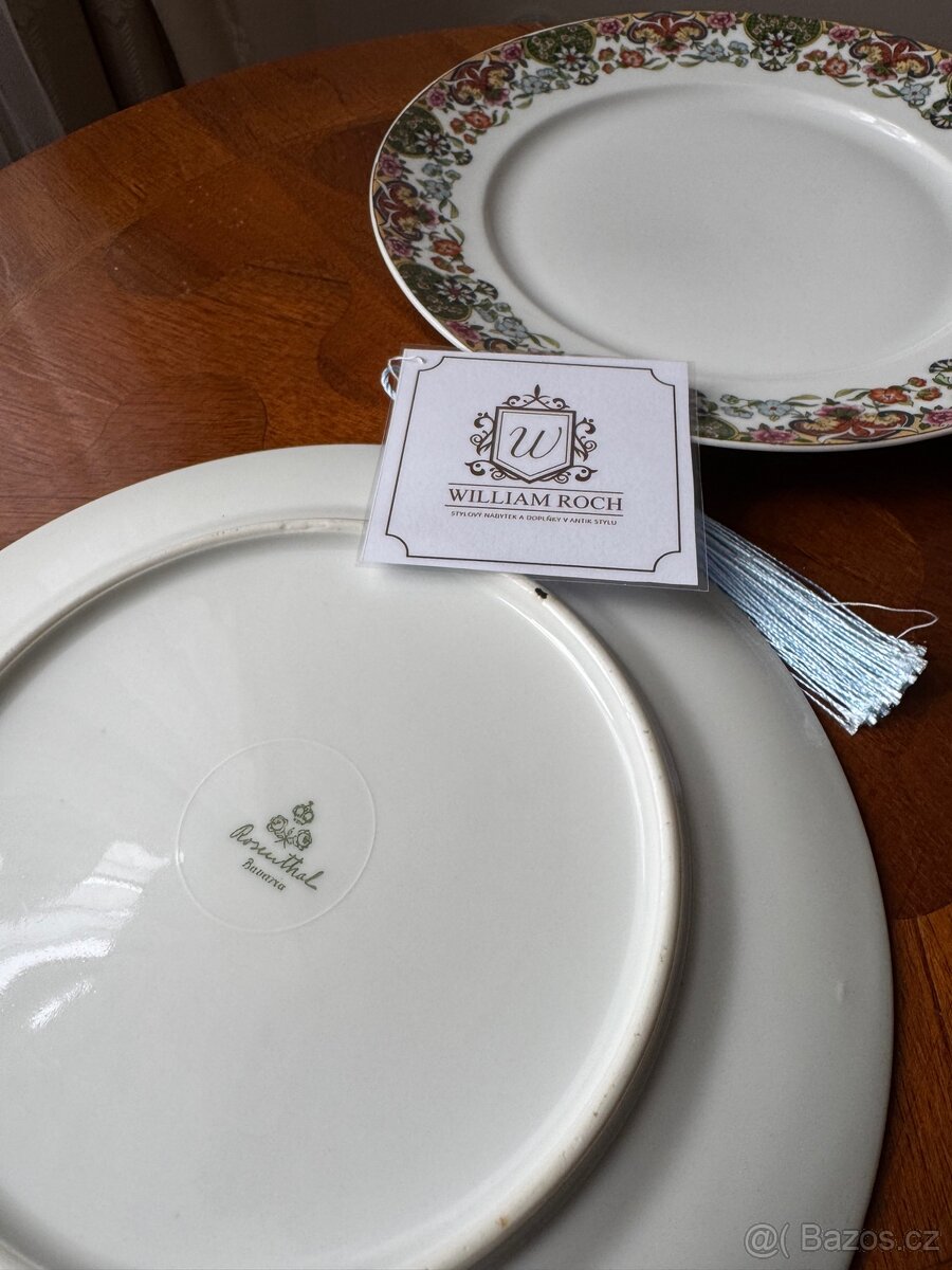 Dva dezertní talíře značky Rosenthal s květinovým motivem - 3