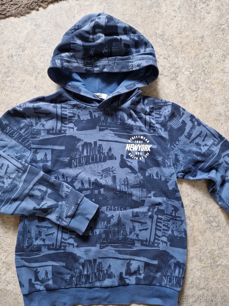 Modrá mikina s kapucí H&M - 3