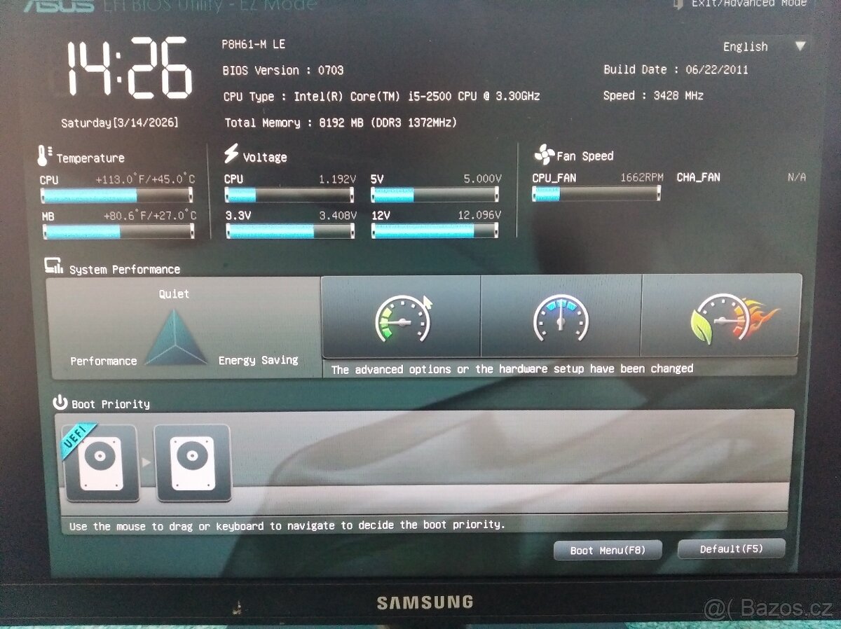 Deska Asus P8H61-M LE + CPU i5 2500 + chladič - 3