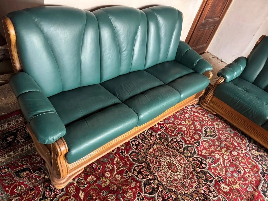 Dubová rustikální kožená sedací souprava 3+2+1,3332 - 3