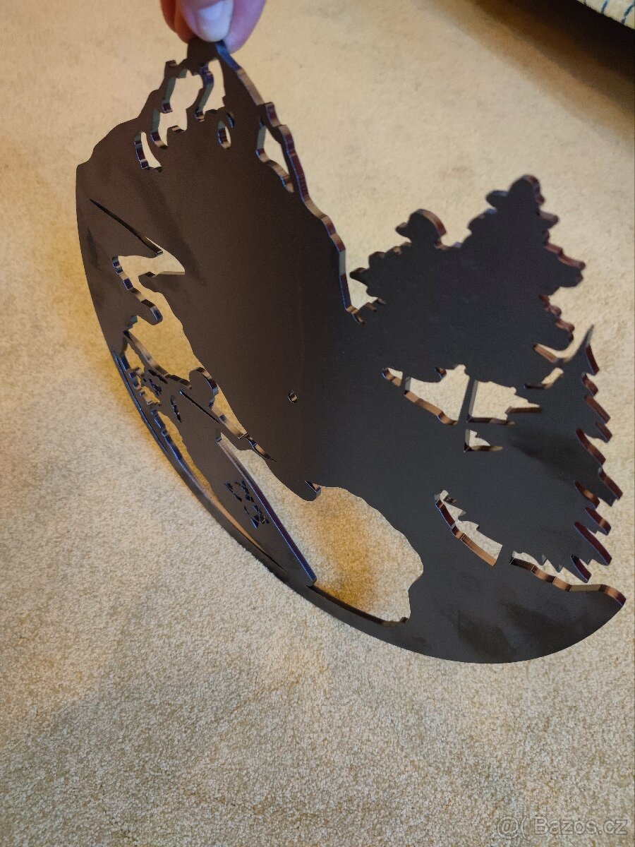 Nástěnné hodiny, vypalek, krajina kajak. - 3