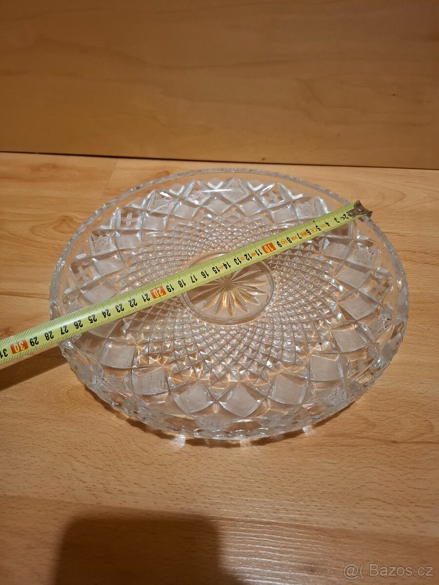 Broušená váza, miska, tác - 3