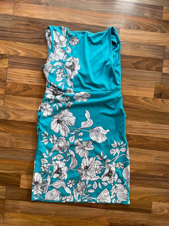 Nové modré šaty s květy, vel S/M i více, BodyFlirt - 3