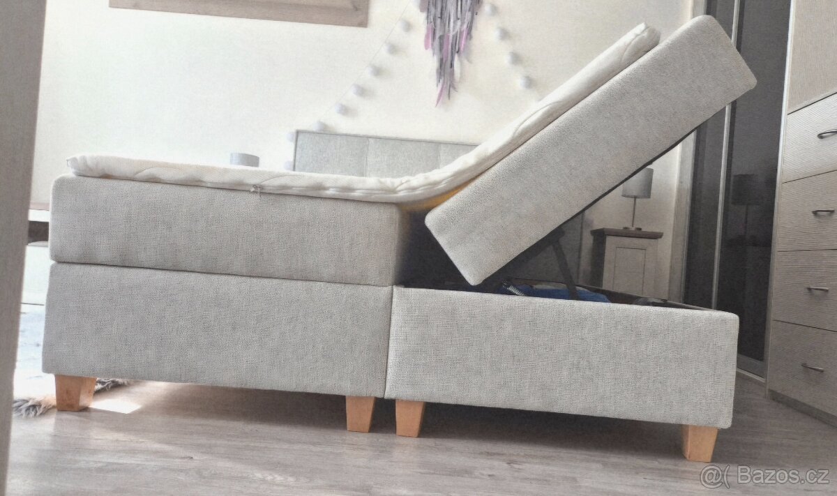 Postel boxspring bílo šedá - 3