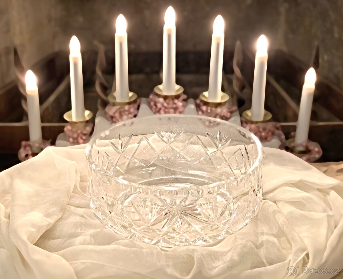 Křišťálová masivní mísa Bohemia Crystal Czechoslovakia - 3