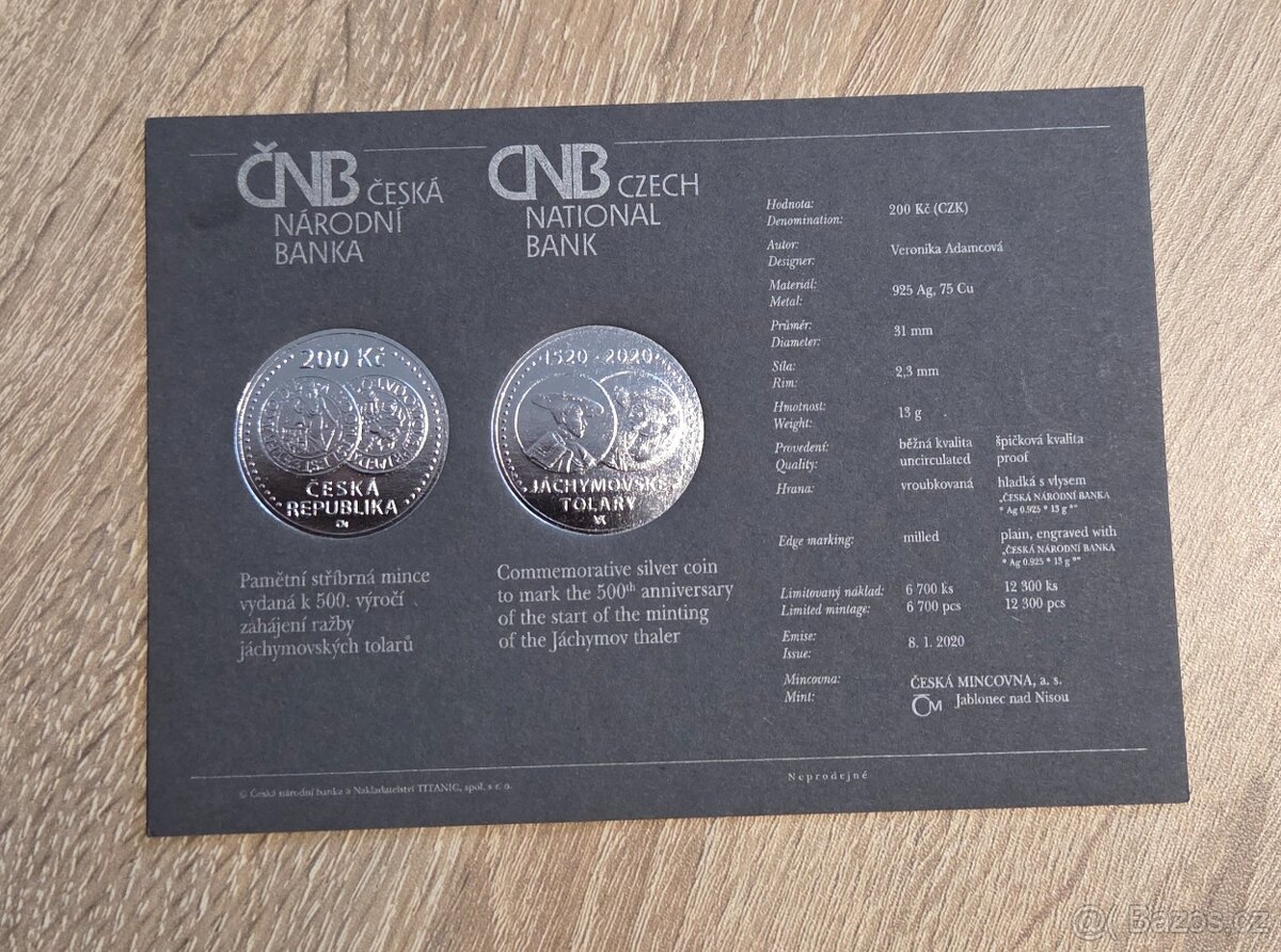 200. výročí zahájení ražby jáchymovských tolarů 2020 Proof - 3