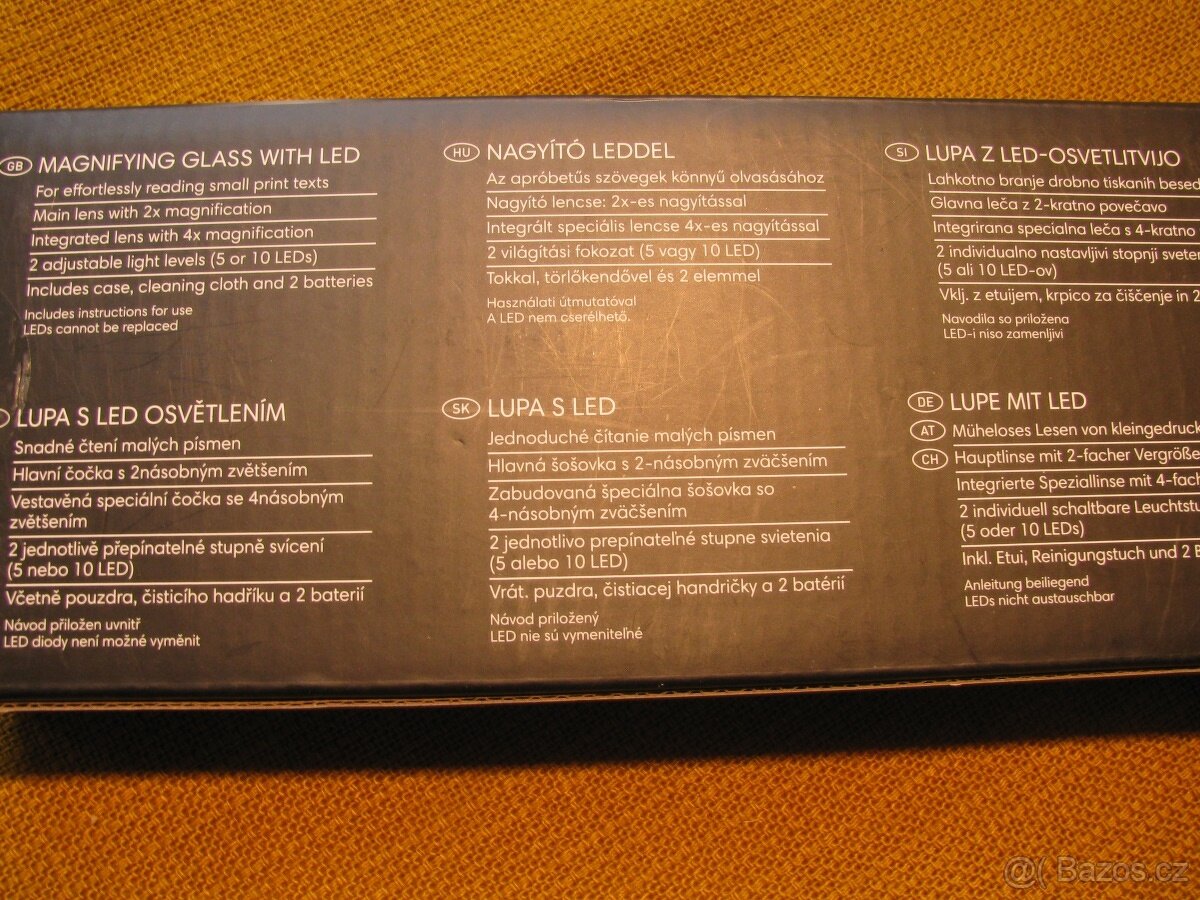 Lupa podsvícen 10 LED, nová kvalitní hhiník baterie 2x AA - 3