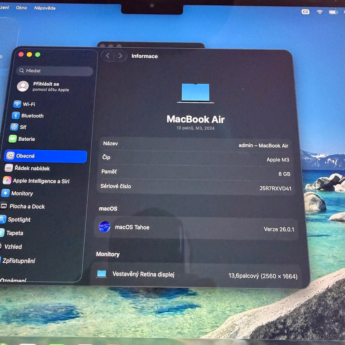 MacBook Air 13” M3 8GB/256GB, 20 cyklů dobití, záruka - 3