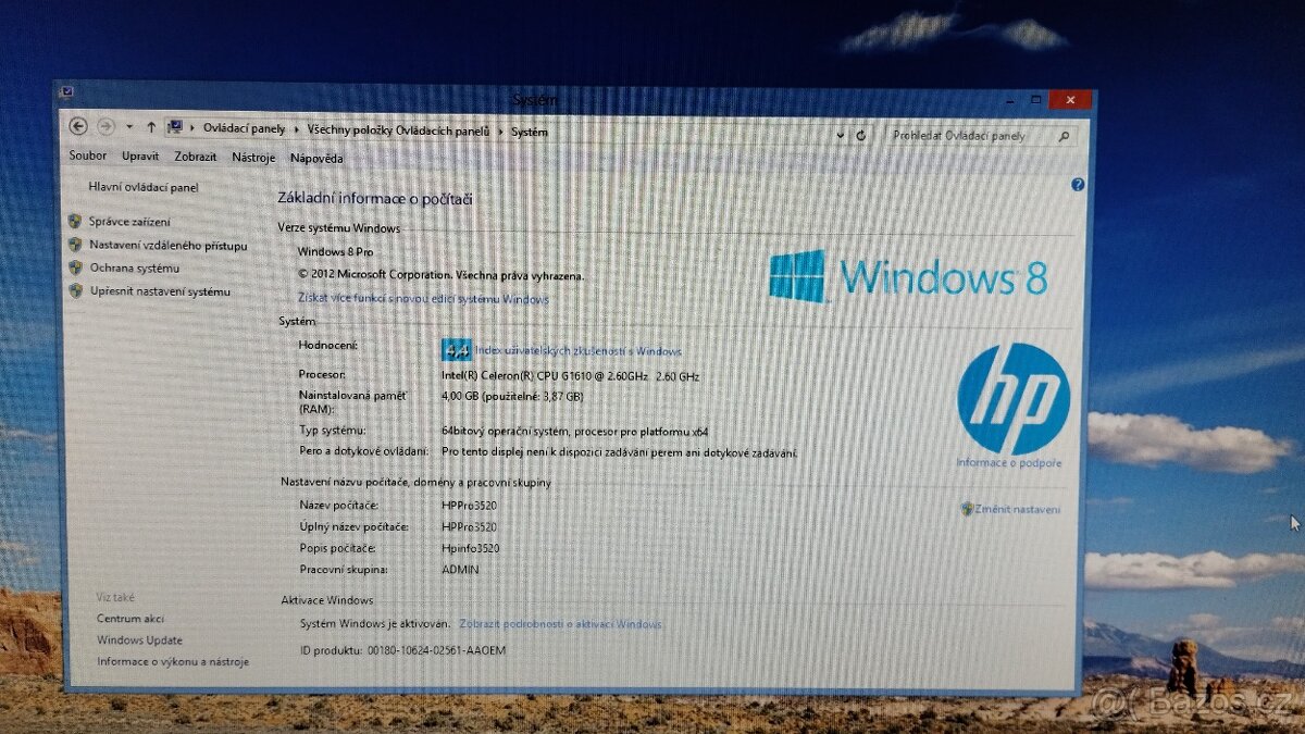 PC All in One HP 3520 Business, 20“ (51cm)Windows 8Pro - 3