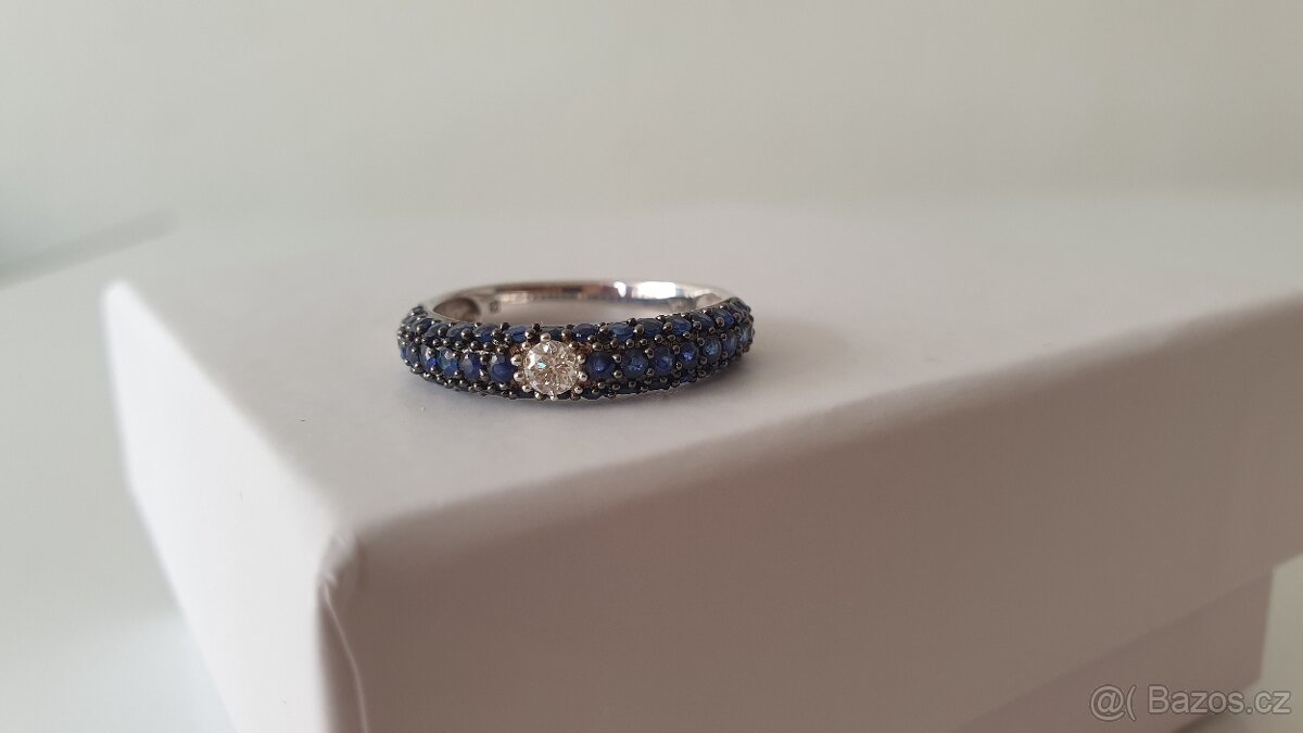 Prsten s diamantem a 50 safíry - 3