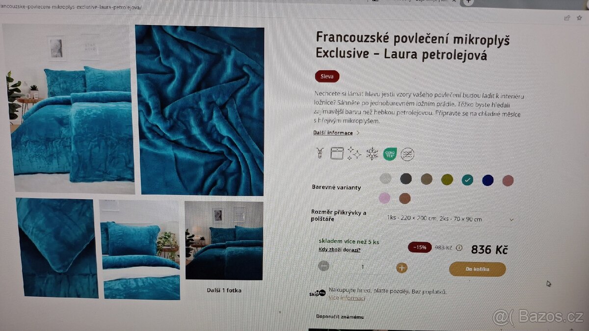 Francouzské povlečení mikroplyš Excluzive-Laura petrolejová - 3