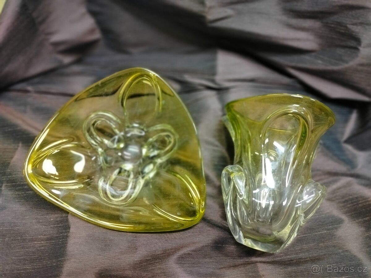 Váza a mísa hutní sklo - 3