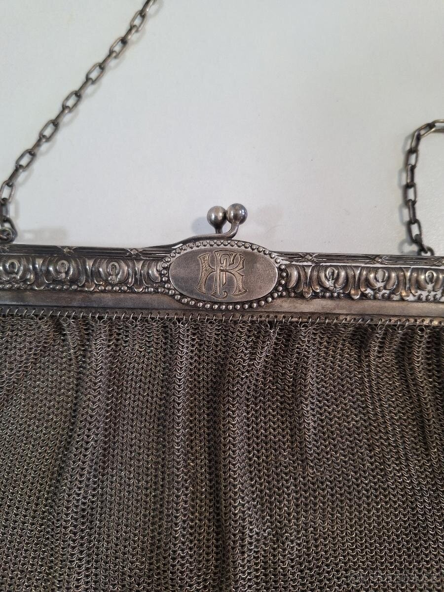 Starožitná kabelka rámová 1890 – German silver - 3