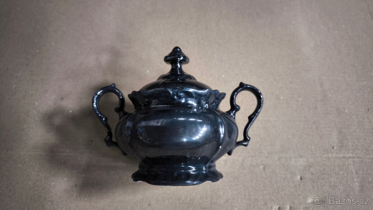 Postříbřená porcelánová čajová souprava Dekos Bavaria - 3