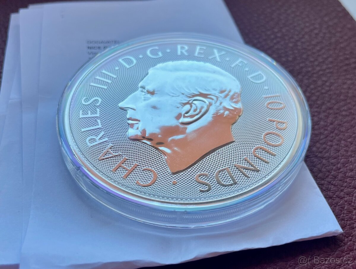 👑 Stříbrná mince 10 Oz The Tudor Beasts Greyhound - 3