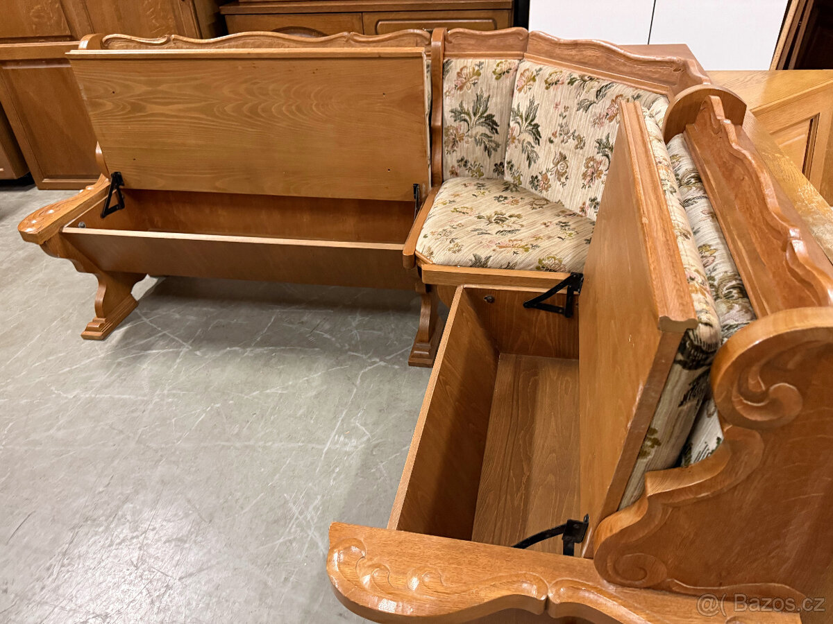 Dvakrát dubová jídelní lavice + stůl a židle - 3