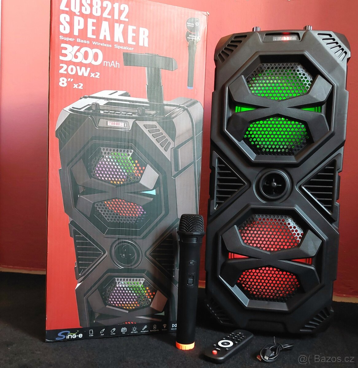 59cm bluetooth reproduktor, 40W, bezdrátový mikrofon - nové - 3