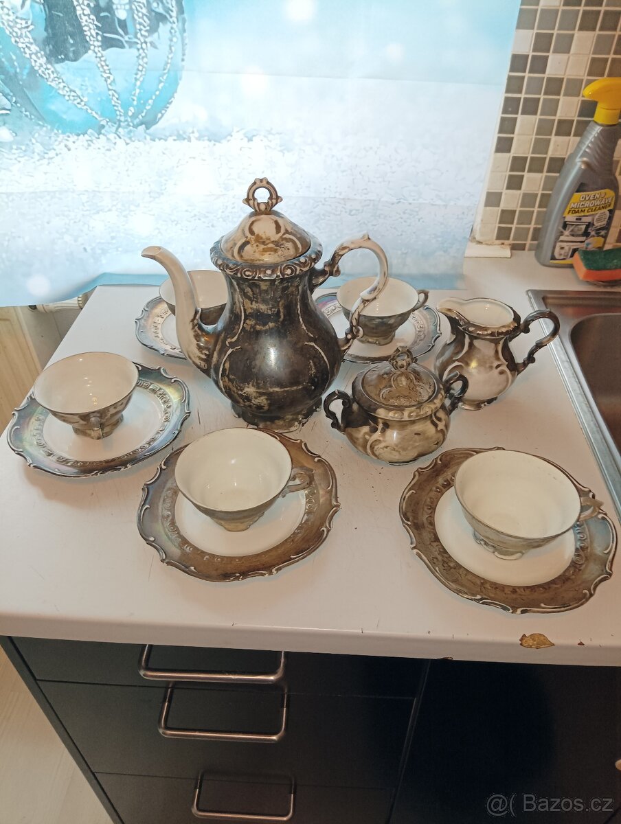 Stará porcelánová souprava feinsilber - 3