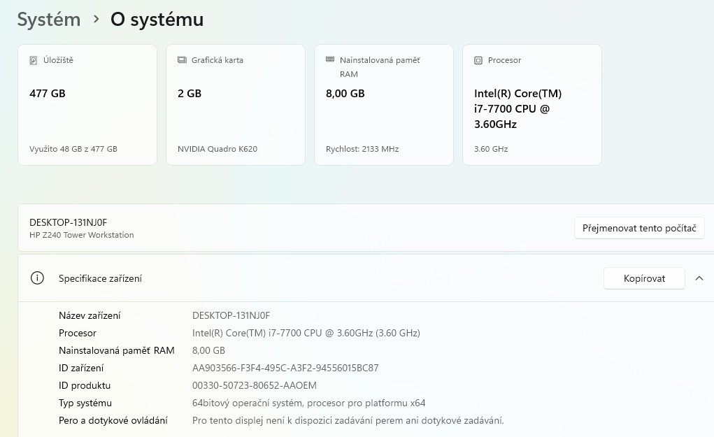 HP Z240 Workstation,i7-7700,WIN 11,RAM 8GB,SSD 512GB,Quadro - 3